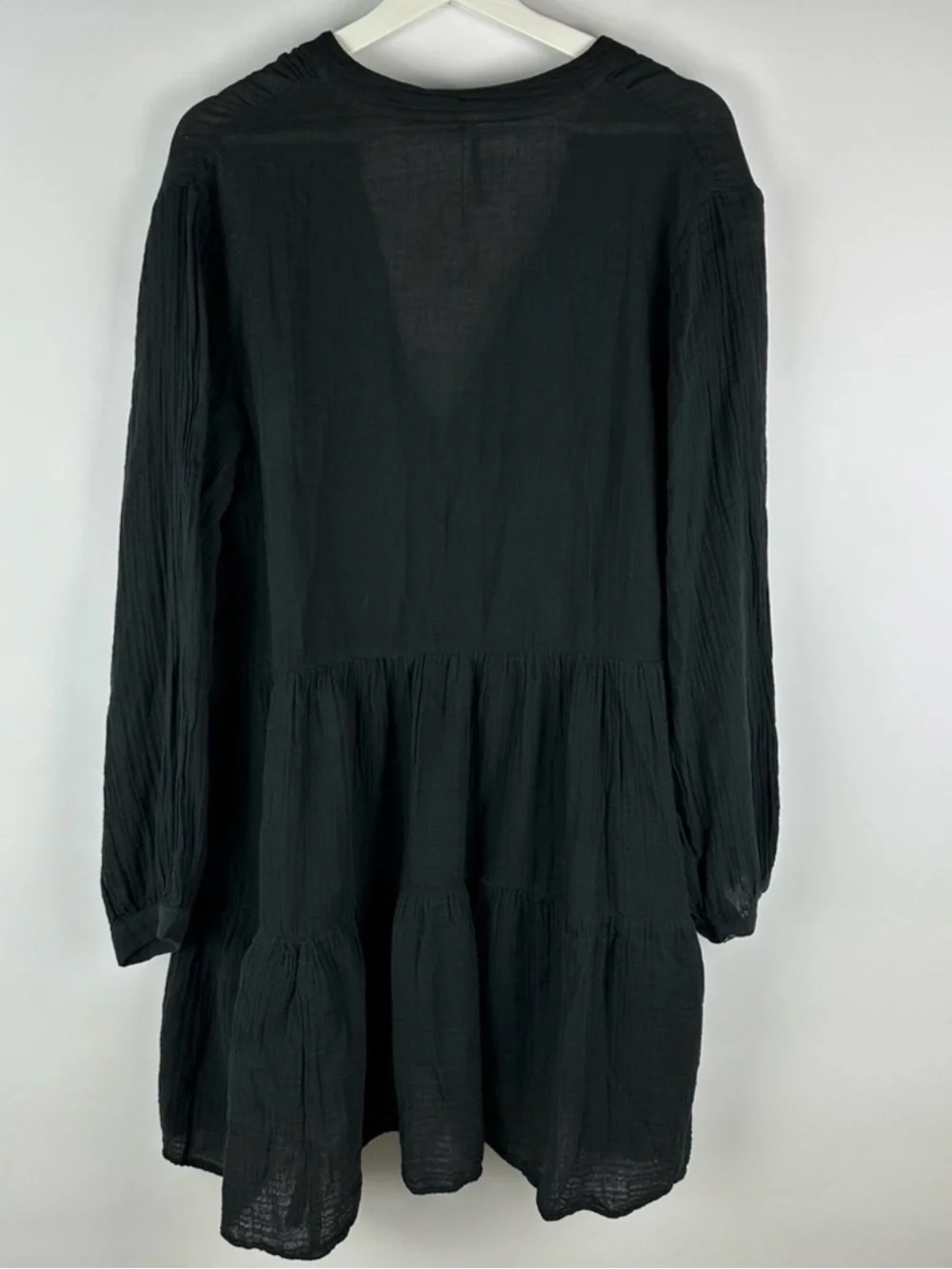 Anthropologie Black Tiered Long-Sleeve Kallie mini dress - large - Picture 5 of 8
